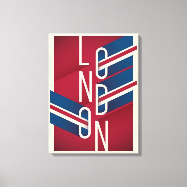 London, England | Retro Illustrated Typography Canvas Print (Front)