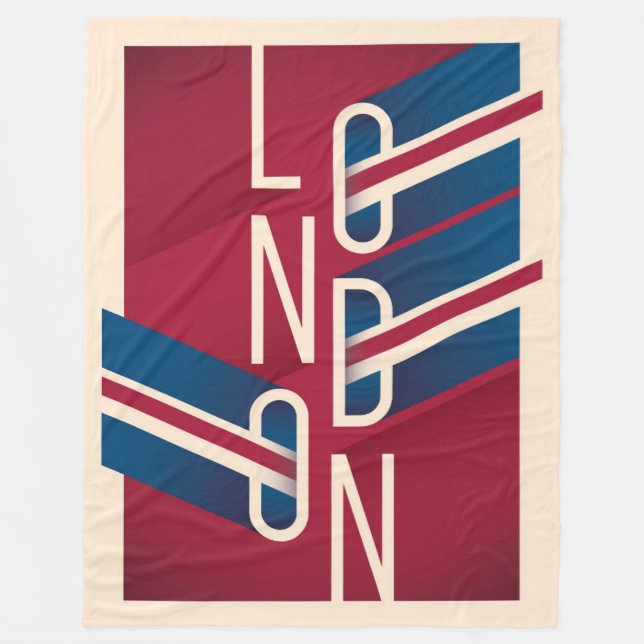 London, England | Retro Illustrated Typography Fleece Blanket (Front)