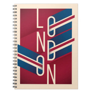 London, England Retro Illustrated Typography Notebook
