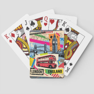 London England Retro Pop Art Vintage Bus Travel Playing Cards
