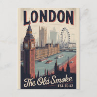 London England Retro Skyline Cityscape Travel 