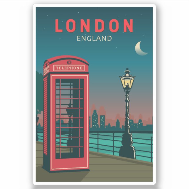 London England Retro Travel Art Vintage (Front)