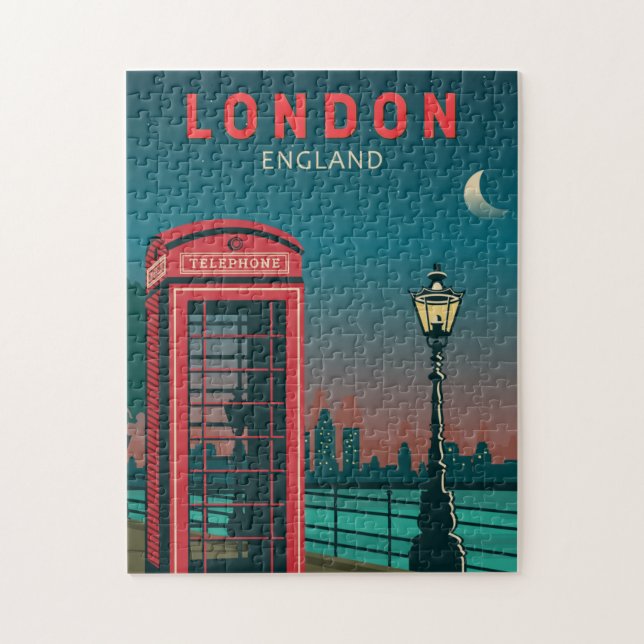 London England Retro Travel Art Vintage Jigsaw Puzzle (Vertical)