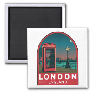 London England Retro Travel Art Vintage Magnet