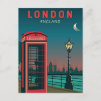 London England Retro Travel Art Vintage