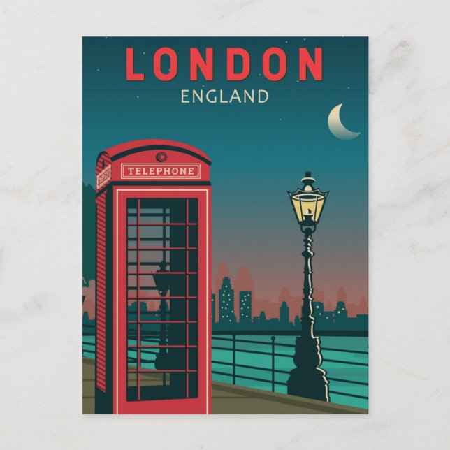 London England Retro Travel Art Vintage Postcard (Front)