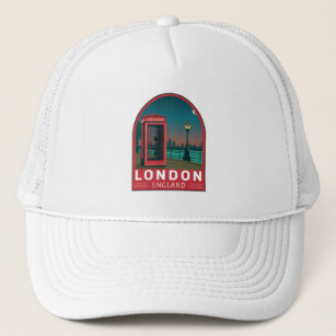London England Retro Travel Art Vintage Trucker Hat