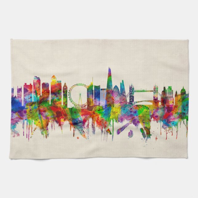 London England Skyline Kitchen Towel (Horizontal)