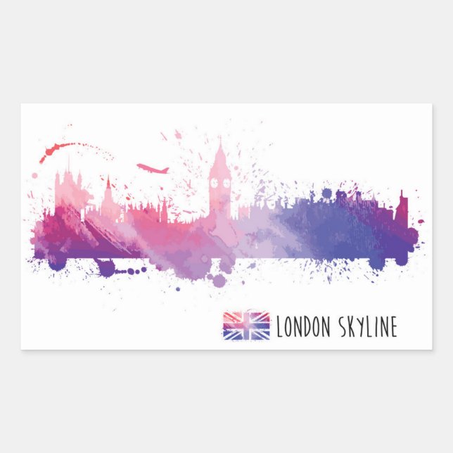 London England Skyline Splash Sticker (Front)