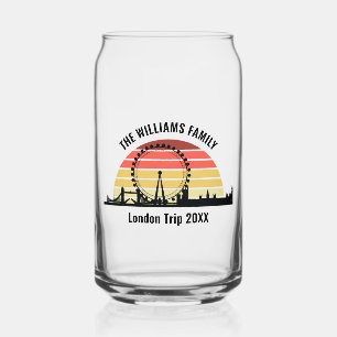 London England Sunset Custom Family Trip Can Glass