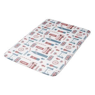 London England Symbols Pattern Bath Mat