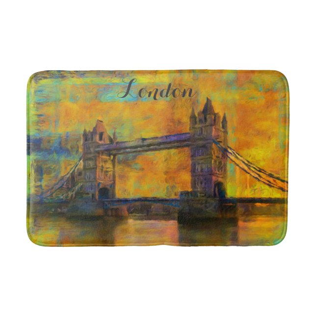 London England Tower Bridge Colourful Abstract Bath Mat (Front)