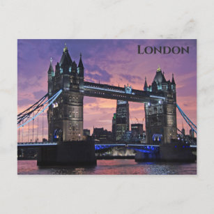 London England Tower Bridge Sunset Postcard