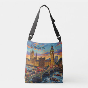 London England Travel Art Vintage Crossbody Bag