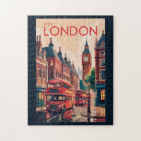 London England Travel Art Vintage