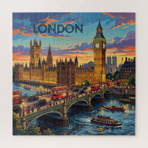 London England Travel Art Vintage Jigsaw Puzzle