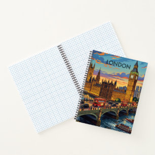 London England Travel Art Vintage Notebook