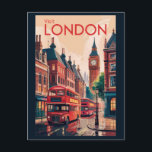 London England Travel Art Vintage Postcard<br><div class="desc">London retro vector travel design. From Buckingham Palace and the Tower of London to exploring the Thames River and West End shows,  London offers a dynamic mix of tradition and modern culture.</div>