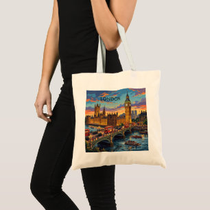 London England Travel Art Vintage Tote Bag