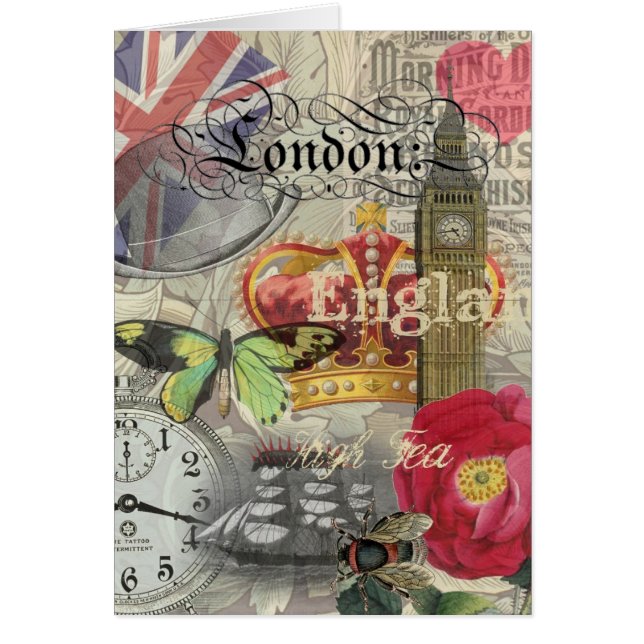 London England Travel Vintage Europe Art (Front)