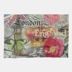 London England Travel Vintage Europe Art Kitchen Towel