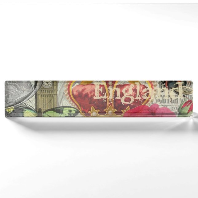 London England Travel Vintage Europe Art Nameplate (Front)