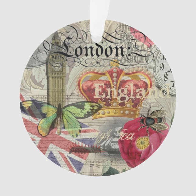 London England Travel Vintage Europe Art Ornament (Front)