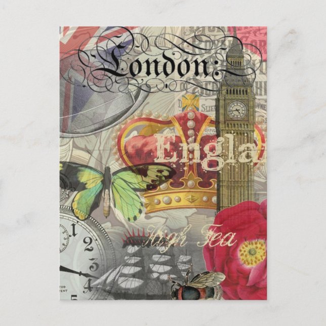 London England Travel Vintage Europe Art Postcard (Front)
