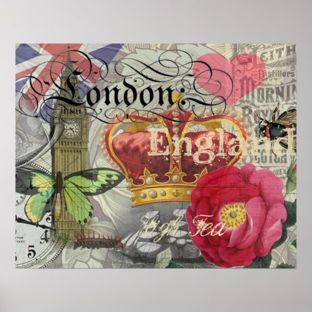 London England Travel Vintage Europe Art Poster (Front)