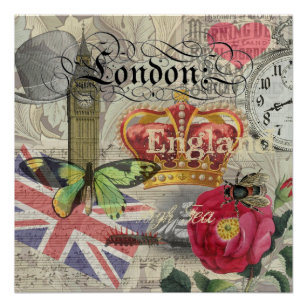 London England Travel Vintage Europe Art Poster