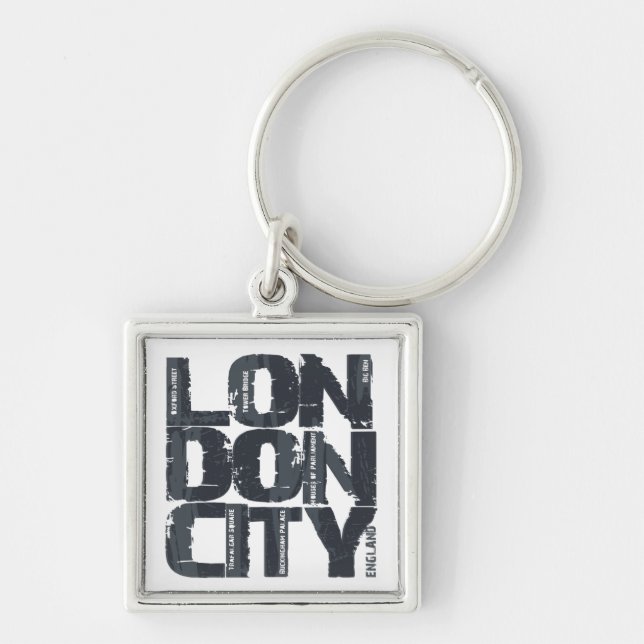 London, England Typography Keychain (Front)