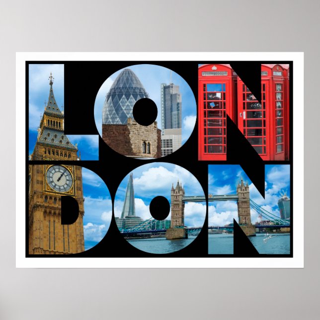 London England Typography Travel Poster (Front)