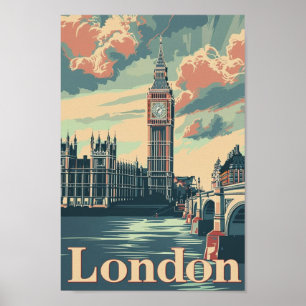 London England UK Famous Vintage Travel Place Poster