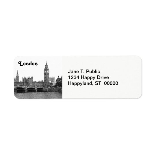 London England UK Skyline Etched Return Address Label