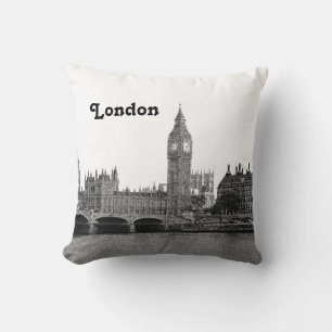 London England UK Skyline Etched Throw Pillow