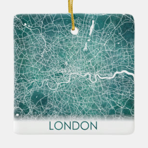 London England United Kingdom City Map Travel Ceramic Ornament