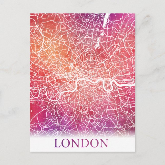 London England United Kingdom City Map Travel Postcard (Front)