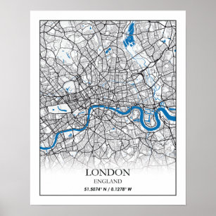 London England United Kingdom City Map Travel Poster