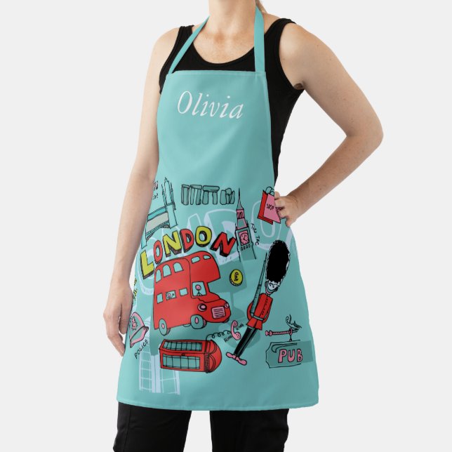 London England United Kingdom Custom Name  Apron (Insitu)