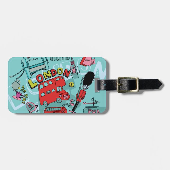 London ~ England United Kingdom Travel Art Luggage Tag (Front Horizontal)