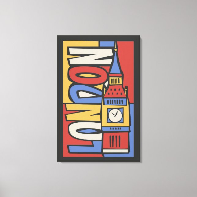 London, England | Vibrant Handrawn Design Canvas Print (Front)