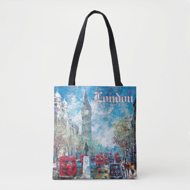 London England Vintage Style Tote Bag Big Ben (Front)