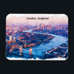 London England Watercolor Aerial Cityscape Magnet<br><div class="desc">From the winding River Thames to the iconic red accents of the city, this aerial London painting on a Flexible Photo Magnet is a tribute to England’s vibrant heart. The soft, fluid strokes of the watercolor medium perfectly balance the architectural density of the city, making it a versatile piece for...</div>