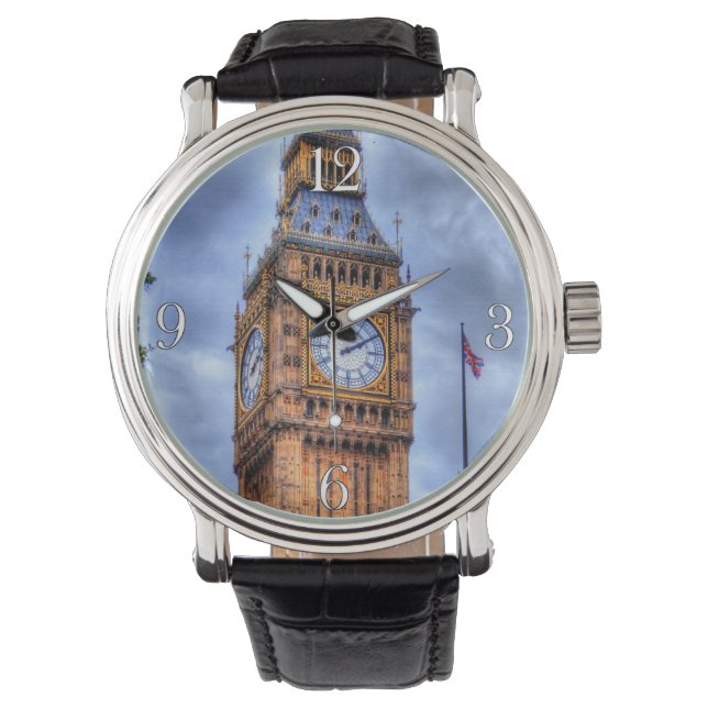 London, England's Historic Elizabeth Tower Big Ben Watch (Front)