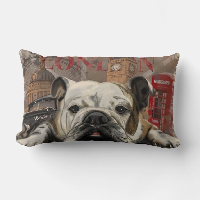 London English Bulldog Lumbar Pillow (Front)