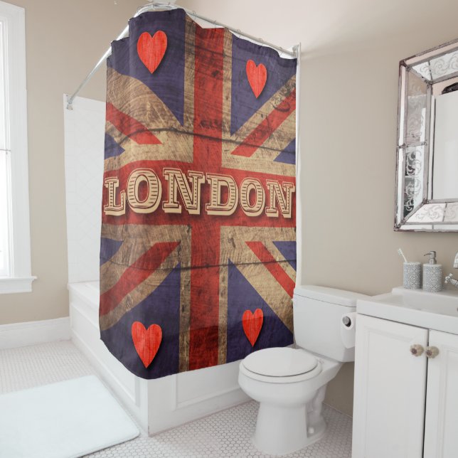 London English Flag Red Hearts British England (In Situ)