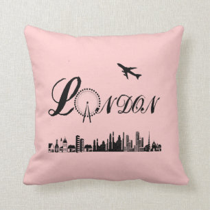 London Eye British Theme Pink Pillow/Cushion Throw Pillow