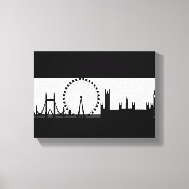 London Eye City Skyline Black & White Canvas Print (Front)