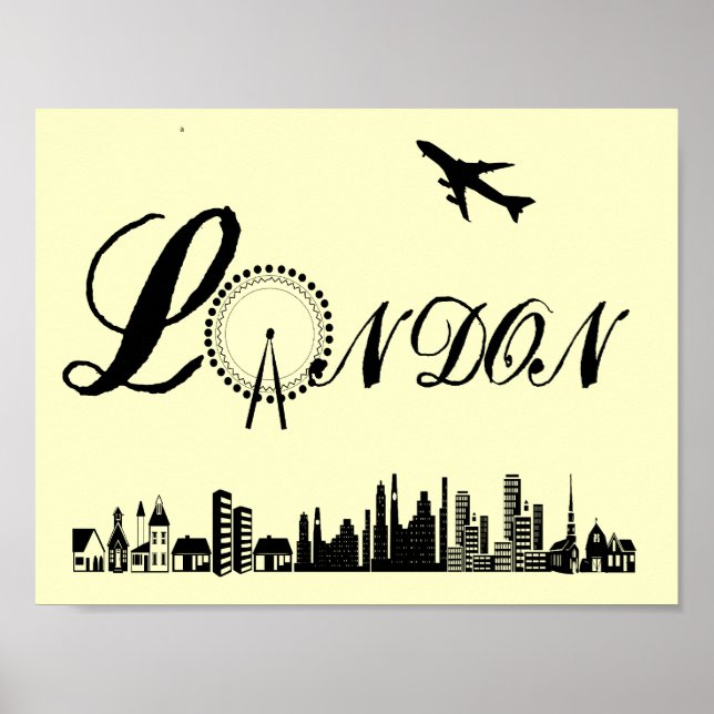 London Eye City Thème Word Poster d'art Imprimer (Devant)
