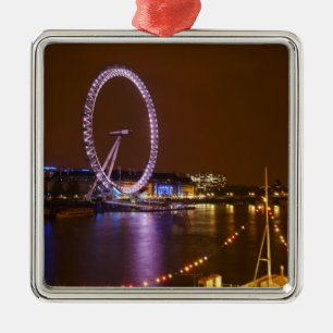 London Eye, River Thames and lights from Metal Ornament